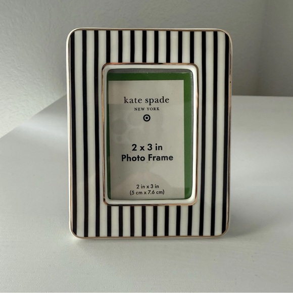 Kate Spade New York x Target Mini Photo Frame 2x3 Gold Black White Stripe - Picture 1 of 7